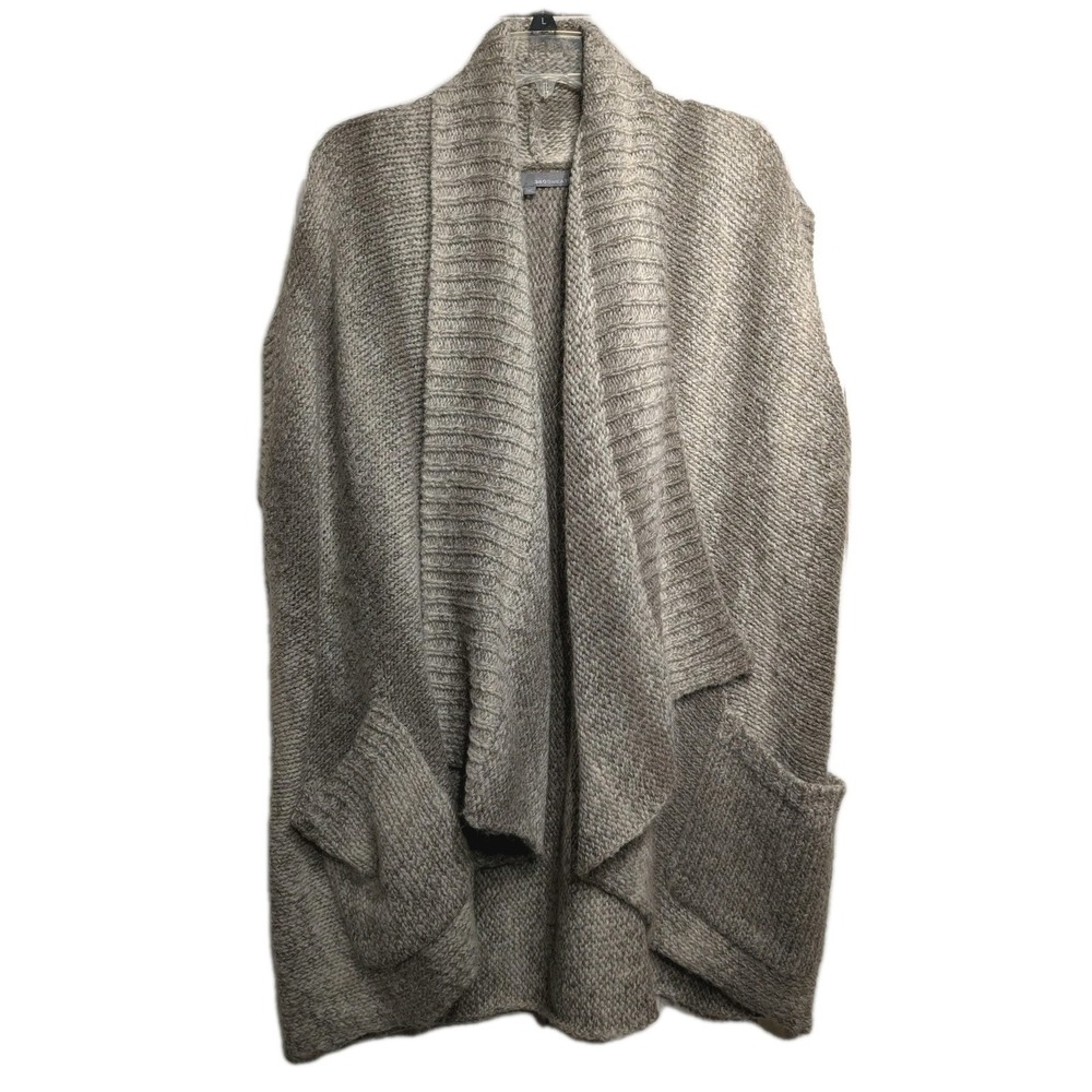 360 Sweater Cardigan Vest Women L Oversized Chunky Knit Shawl Collar Open Pocket